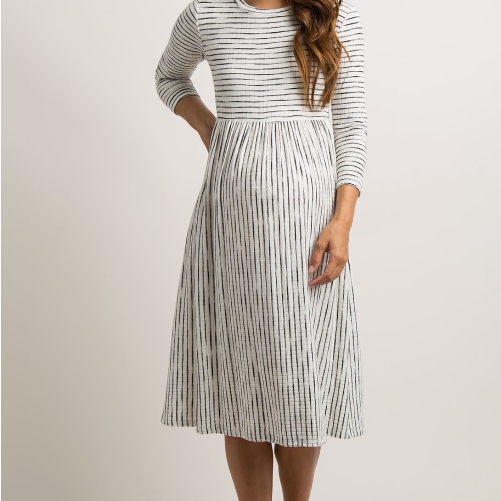 Striped Black and White Maternity Dress